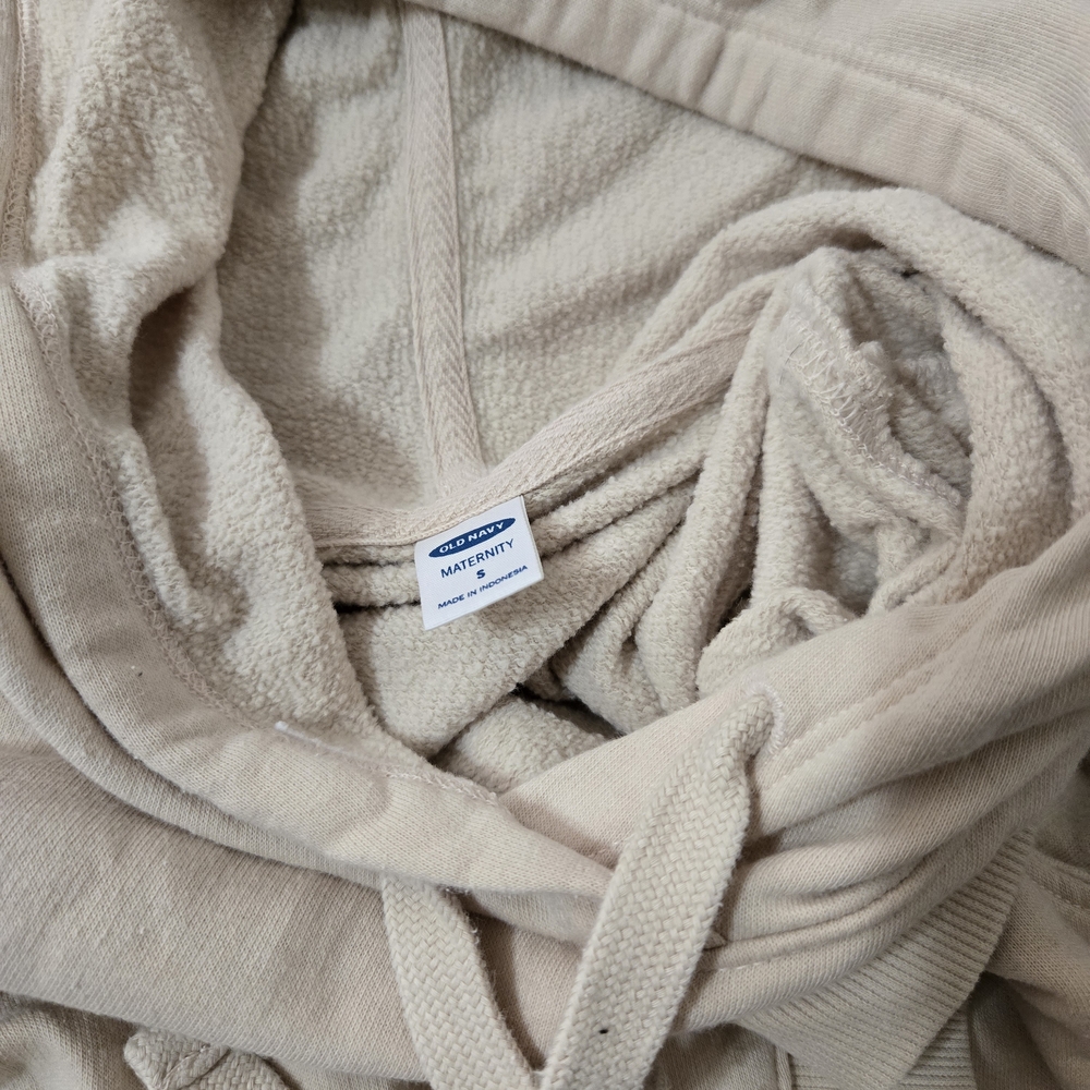 Old Navy Maternity Nursing Hoodie Womens Small Beige Cross Front Pullover - Picture 3 of 4